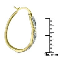 Sparkle Allure Womens Crystal 14K Gold Over Brass 33.7mm Oval Hoop Earrings