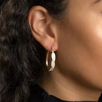 Sparkle Allure Womens Crystal 14K Gold Over Brass 33.7mm Oval Hoop Earrings