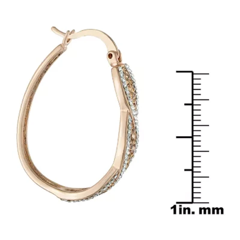 Sparkle Allure Womens Crystal 14k Rose Gold Over Brass 33.7mm Oval Hoop Earrings