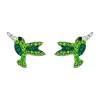 Silver Treasures Hummingbird Green Crystal Sterling Silver 12.7mm Stud Earrings