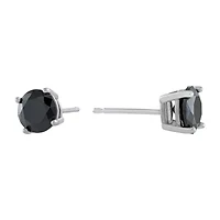 Silver Treasures Black Cubic Zirconia Sterling Silver 7mm Stud Earrings