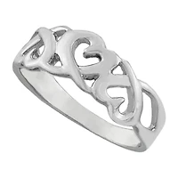 Silver Treasures Womens Sterling Heart Band