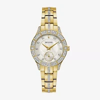 Bulova Crystal Womens Crystal Accent Gold Tone Stainless Steel Bracelet Watch 98l283