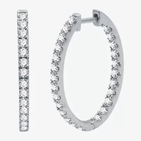 (H-I / I1) 2 CT. T.W. Lab Grown Diamond 10K or 14K White Yellow Gold 28.2mm Hoop Earrings