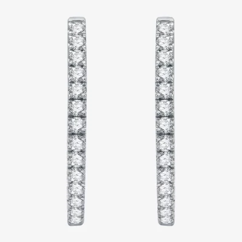 (H-I / I1) 2 CT. T.W. Lab Grown Diamond 10K or 14K White Yellow Gold 28.2mm Hoop Earrings
