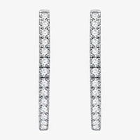 (H-I / I1) 2 CT. T.W. Lab Grown Diamond 10K or 14K White Yellow Gold 28.2mm Hoop Earrings