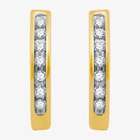 Womens 1/6 CT. T.W. Natural White Diamond 10K Gold 16.3mm Hoop Earrings