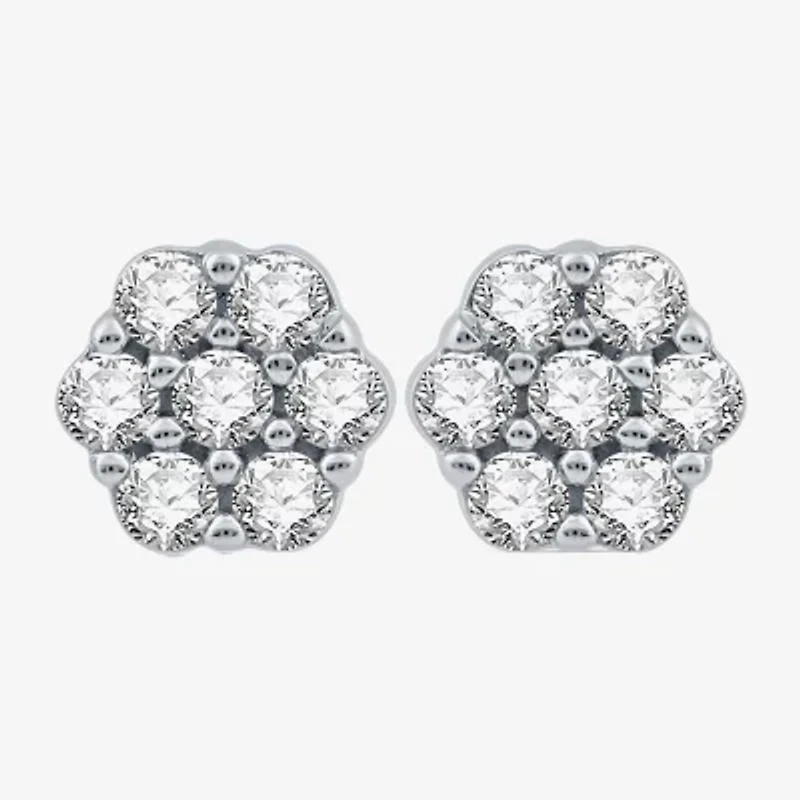 Diamond Blossom 1/2 CT. T.W. Natural White Diamond 10K White Gold 7.1mm Stud Earrings