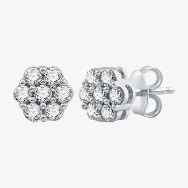 Diamond Blossom 1/2 CT. T.W. Natural White Diamond 10K White Gold 7.1mm Stud Earrings