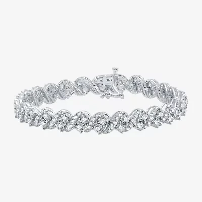 (H-I / I1) Womens 5 CT. T.W. Lab Grown White Diamond 10K White Gold 7.5 Inch Tennis Bracelet