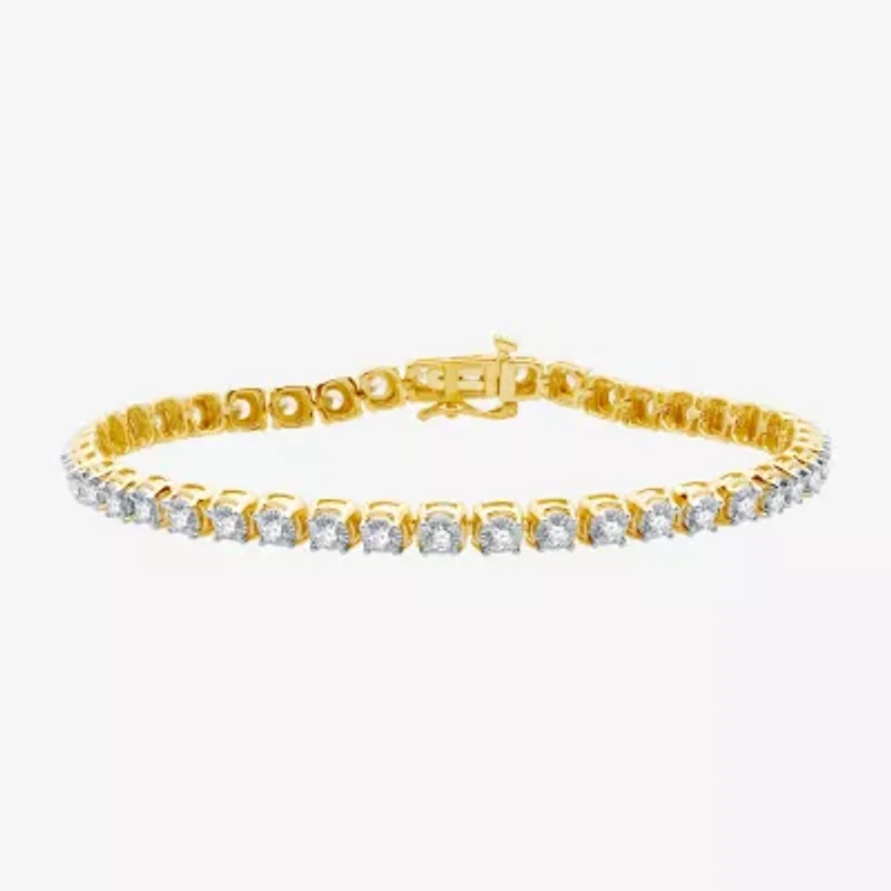 Womens 2 CT. T.W. Natural White Diamond 10K Gold 7.5 Inch Tennis Bracelet