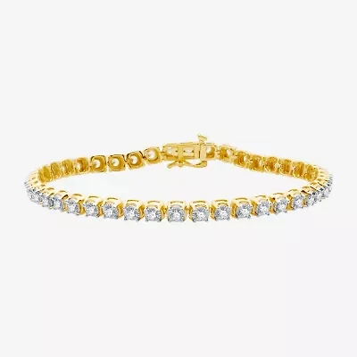 Womens 2 CT. T.W. Natural White Diamond 10K Gold 7.5 Inch Tennis Bracelet