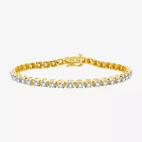 Womens 2 CT. T.W. Natural White Diamond 10K Gold 7.5 Inch Tennis Bracelet