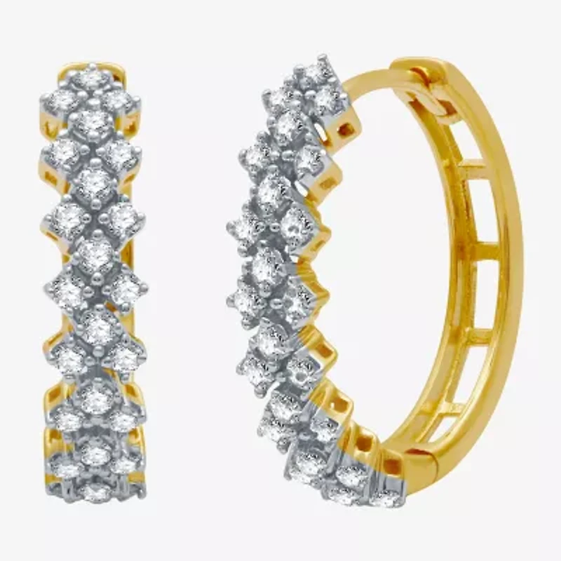 1/2 CT. T.W. Natural White Diamond 10K White or Yellow Gold 18.4mm Hoop Earrings