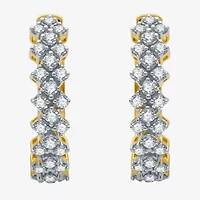 1/2 CT. T.W. Natural White Diamond 10K White or Yellow Gold 18.4mm Hoop Earrings