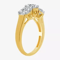 (G / SI1-SI2) Womens 2 1/4 CT. T.W. Lab Grown White Diamond 10K Gold Round 3-Stone Engagement Ring