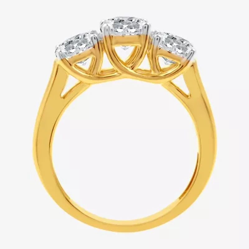 (G / SI1-SI2) Womens 2 1/4 CT. T.W. Lab Grown White Diamond 10K Gold Round 3-Stone Engagement Ring