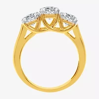(G / SI1-SI2) Womens 2 1/4 CT. T.W. Lab Grown White Diamond 10K Gold Round 3-Stone Engagement Ring