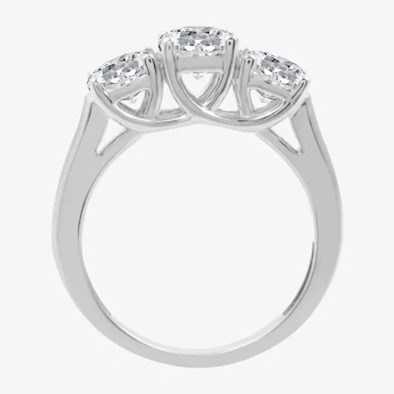 (G / SI1-SI2) Womens 2 1/4 CT. T.W. Lab Grown White Diamond 10K Gold Round 3-Stone Engagement Ring