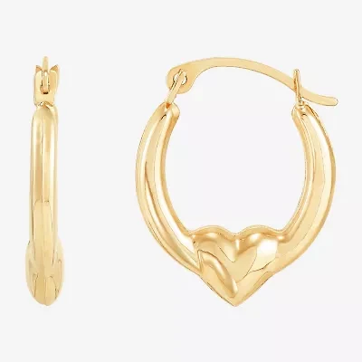 Womens 14K Gold 16.5mm Heart Hoop Earrings