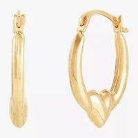 Womens 14K Gold 16.5mm Heart Hoop Earrings