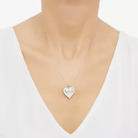 Womens White Mother Of Pearl Sterling Silver Heart 18 Inch Pendant Necklace