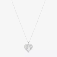 Womens White Mother Of Pearl Sterling Silver Heart 18 Inch Pendant Necklace