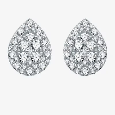 (H-I / I1) 1 CT. T.W. Lab Grown White Diamond Sterling Silver 12.7mm Pear Stud Earrings