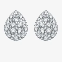 (H-I / I1) 1 CT. T.W. Lab Grown White Diamond Sterling Silver 12.7mm Pear Stud Earrings