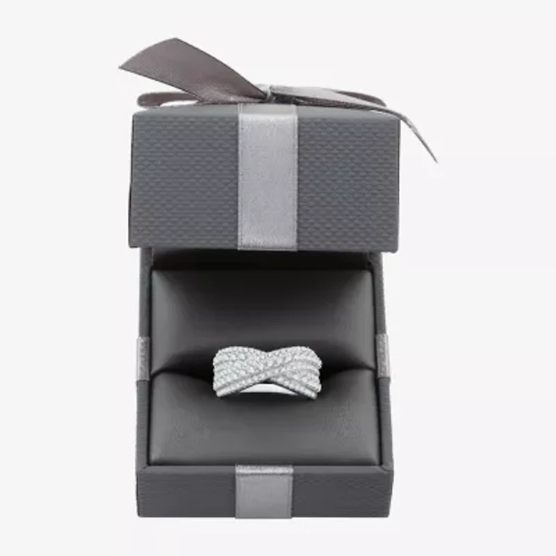 Womens 5.5MM 1 1/2 CT. T.W. Lab Grown White Diamond Sterling Silver Band