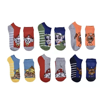 Little & Big Kid Boys Multi-Pack 6 Pair Paw Patrol No Show Socks