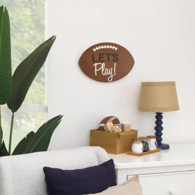 Nojo Lets Play Football Wood Wall Art