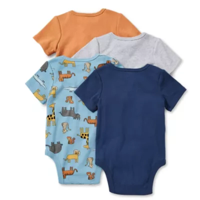 Okie Dokie Baby Boys Crew Neck Short Sleeve Rib 4-pc. Bodysuit
