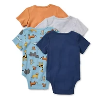 Okie Dokie Baby Boys Crew Neck Short Sleeve Rib 4-pc. Bodysuit