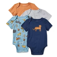 Okie Dokie Baby Boys Crew Neck Short Sleeve Rib 4-pc. Bodysuit