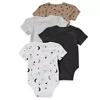 Okie Dokie Baby Unisex Crew Neck Short Sleeve Rib 4-pc. Bodysuit