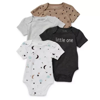 Okie Dokie Baby Unisex Crew Neck Short Sleeve Rib 4-pc. Bodysuit