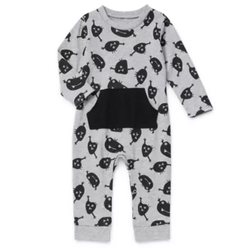 Okie Dokie Baby Boys Crew Neck Long Sleeve Rib Jumpsuit