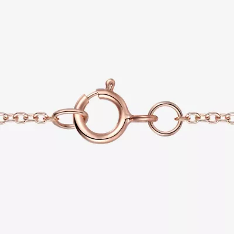 Womens Lab Created Pink Sapphire 14K Rose Gold Over Silver Cushion 18 Inch Pendant Necklace