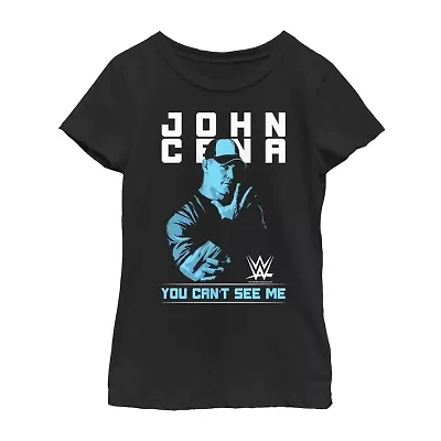 John Cena Little & Big Kid Girls Crew Neck Short Sleeve Regular Fit WWE Graphic T-Shirt
