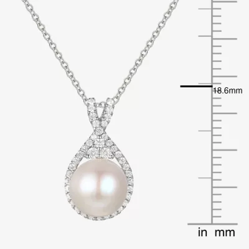 Womens Dyed White Cultured Freshwater Pearl Sterling Silver 18 Inch Pendant Necklace