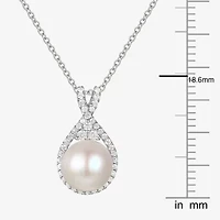 Womens Dyed White Cultured Freshwater Pearl Sterling Silver 18 Inch Pendant Necklace