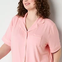 Ambrielle Womens Short Sleeve 2-pc. Plus Pajama Sets