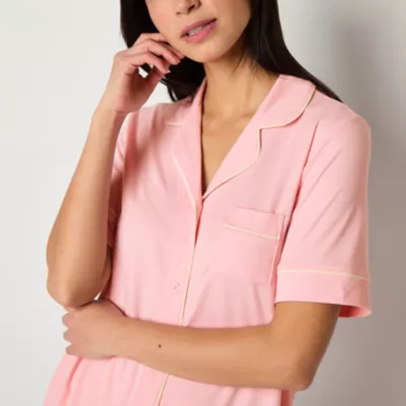 Ambrielle Womens Short Sleeve 2-pc. Pajama Sets