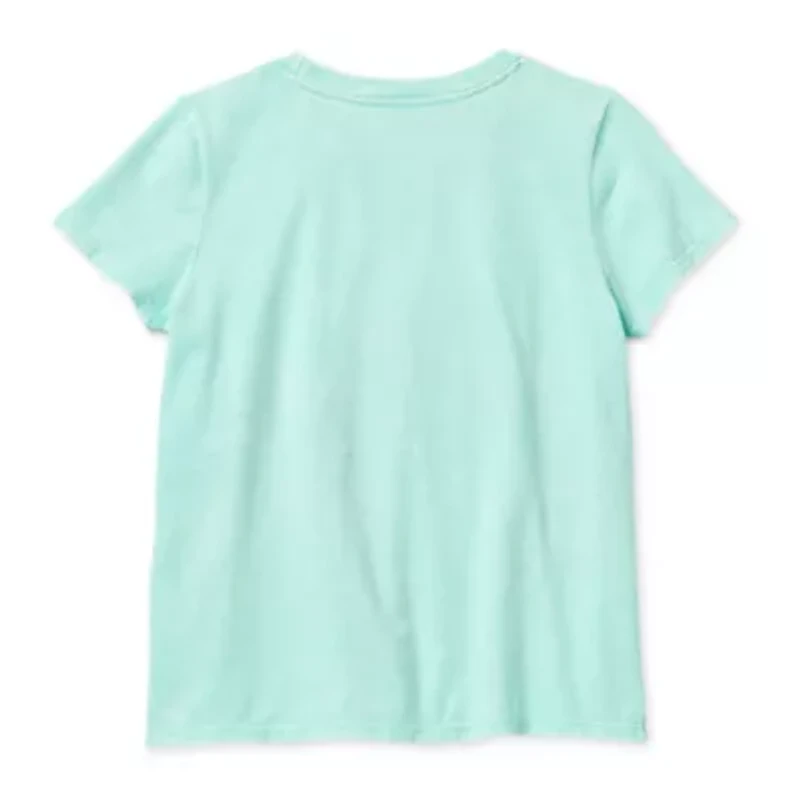 Disney Collection Little & Big Kid Girls Crew Neck Short Sleeve Regular Fit Ariel The Mermaid Graphic T-Shirt