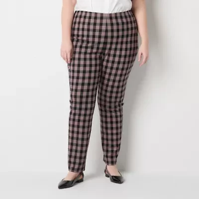 Liz Claiborne Alexis Ponte Womens Straight Mid Rise Plus Pull-On Pant