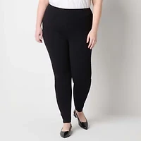 Liz Claiborne Lori Ponte Womens Mid Rise 29" Plus 7/8 Ankle Legging