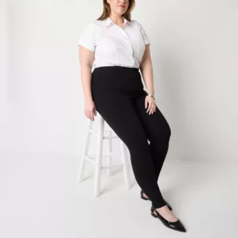 Liz Claiborne Lori Ponte Womens Mid Rise 29" Plus 7/8 Ankle Legging