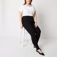 Liz Claiborne Lori Ponte Womens Mid Rise 29" Plus 7/8 Ankle Legging