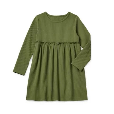 Okie Dokie Toddler & Little Girls Long Sleeve A-Line Dress